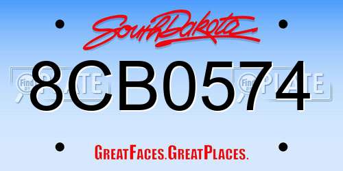 8CB0574 South Dakota License Plate