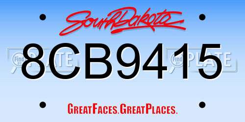 8CB9415 South Dakota License Plate