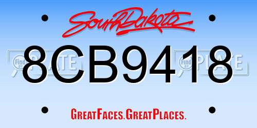 8CB9418 South Dakota License Plate