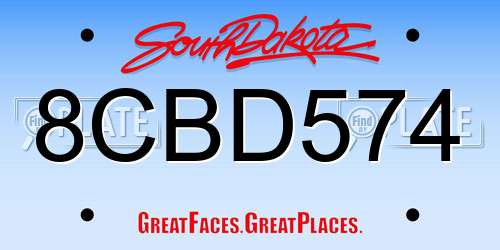 8CBD574 South Dakota License Plate