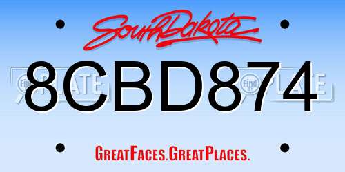 8CBD874 South Dakota License Plate