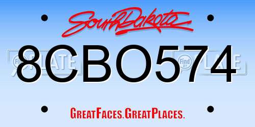 8CBO574 South Dakota License Plate