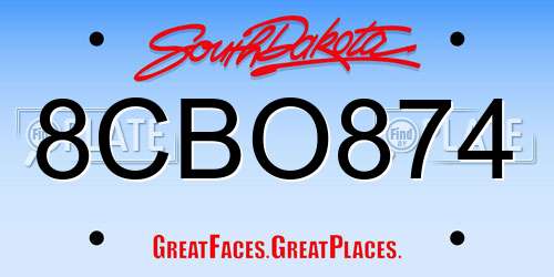 8CBO874 South Dakota License Plate