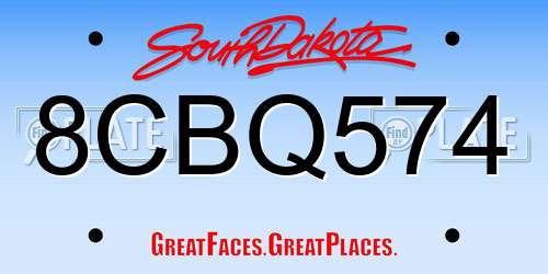 8CBQ574 South Dakota License Plate
