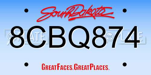 8CBQ874 South Dakota License Plate
