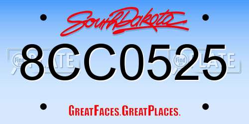 8CC0525 South Dakota License Plate