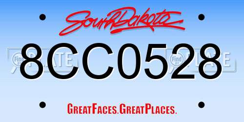 8CC0528 South Dakota License Plate