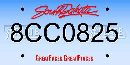 8CC0825 South Dakota License Plate