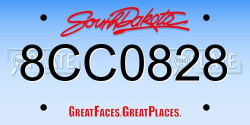 8CC0828 South Dakota License Plate