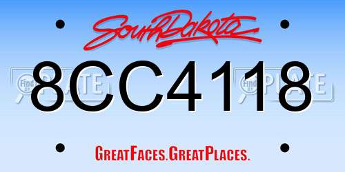 8CC4118 South Dakota License Plate