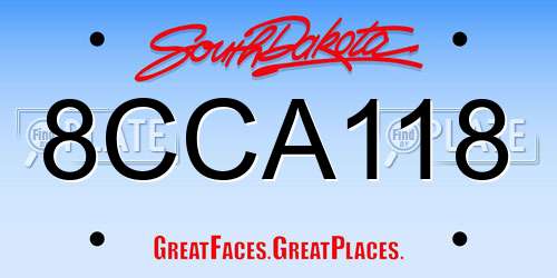 8CCA118 South Dakota License Plate