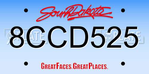 8CCD525 South Dakota License Plate