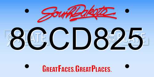 8CCD825 South Dakota License Plate