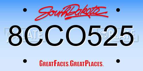 8CCO525 South Dakota License Plate