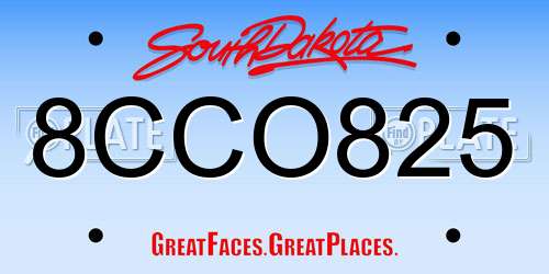 8CCO825 South Dakota License Plate