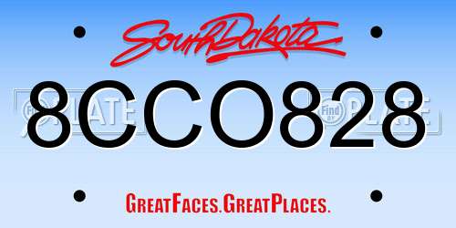 8CCO828 South Dakota License Plate