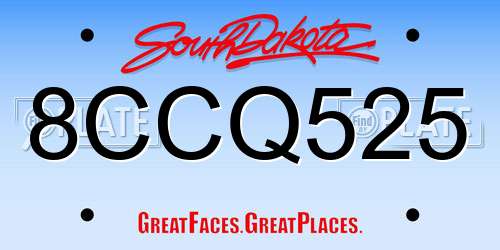 8CCQ525 South Dakota License Plate