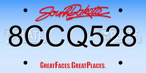 8CCQ528 South Dakota License Plate