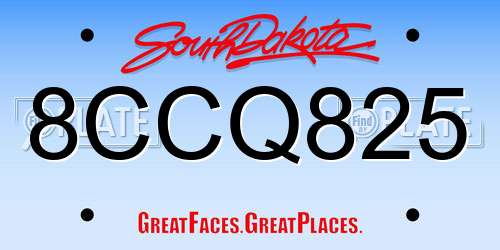 8CCQ825 South Dakota License Plate