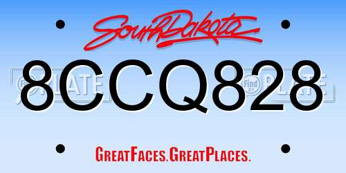 8CCQ828 South Dakota License Plate