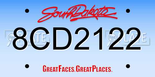 8CD2122 South Dakota License Plate