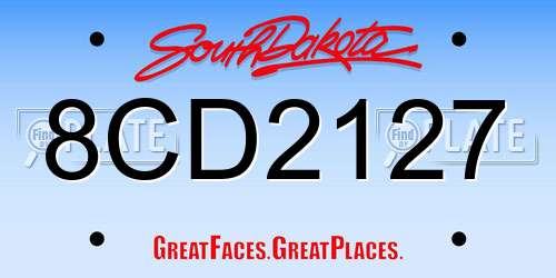 8CD2127 South Dakota License Plate
