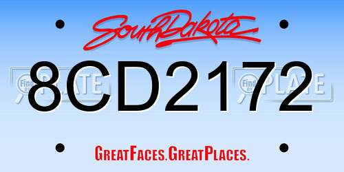 8CD2172 South Dakota License Plate