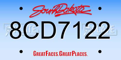 8CD7122 South Dakota License Plate