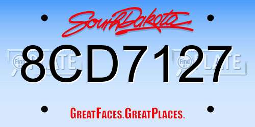 8CD7127 South Dakota License Plate