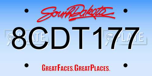 8CDT177 South Dakota License Plate