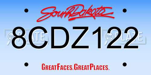 8CDZ122 South Dakota License Plate