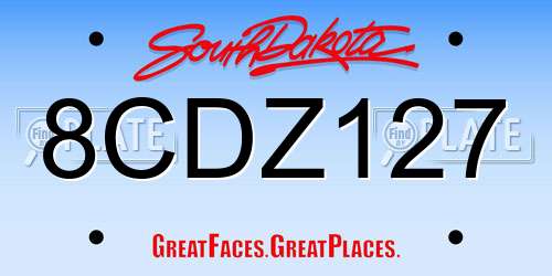 8CDZ127 South Dakota License Plate