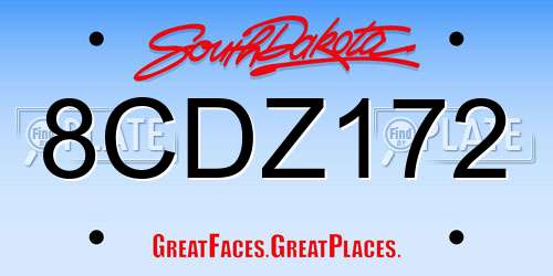 8CDZ172 South Dakota License Plate