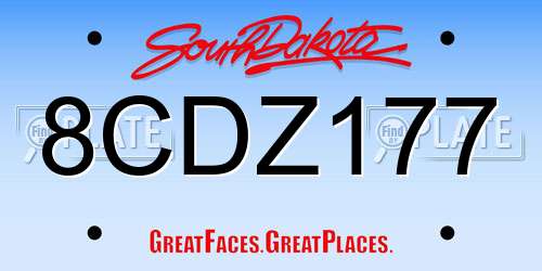 8CDZ177 South Dakota License Plate