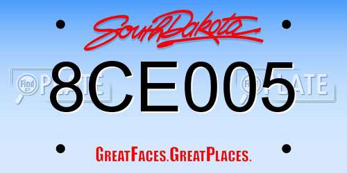 8CE005 South Dakota License Plate