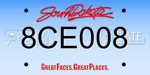 8CE008 South Dakota License Plate