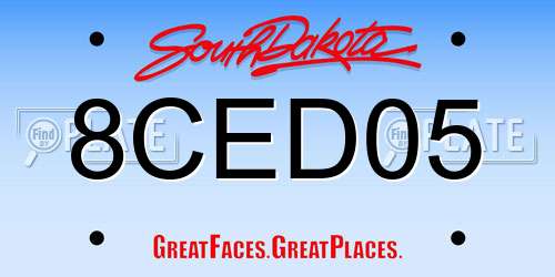 8CED05 South Dakota License Plate