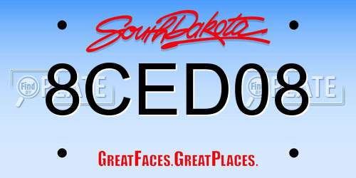8CED08 South Dakota License Plate