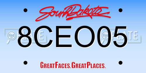 8CEO05 South Dakota License Plate