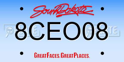 8CEO08 South Dakota License Plate