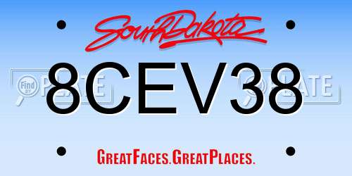 8CEV38 South Dakota License Plate