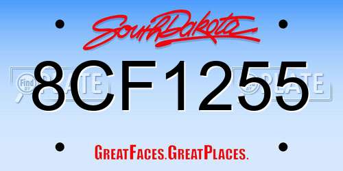 8CF1255 South Dakota License Plate