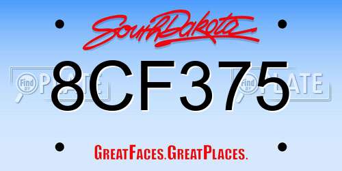 8CF375 South Dakota License Plate