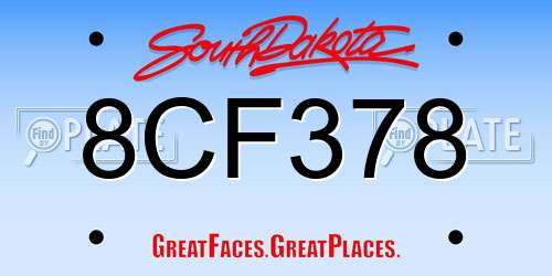 8CF378 South Dakota License Plate