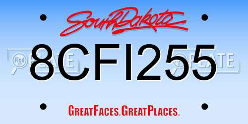 8CFI255 South Dakota License Plate
