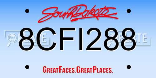 8CFI288 South Dakota License Plate