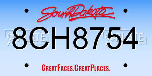 8CH8754 South Dakota License Plate