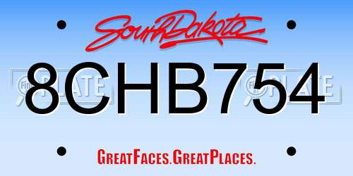 8CHB754 South Dakota License Plate