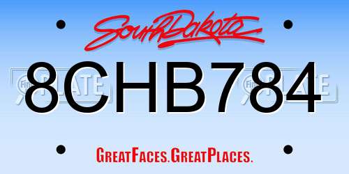 8CHB784 South Dakota License Plate