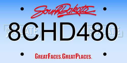 8CHD480 South Dakota License Plate